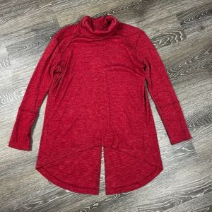We the Free Red Split Back Long Sleeve Turtle Neck Lightweight Sweater SizeL EUC